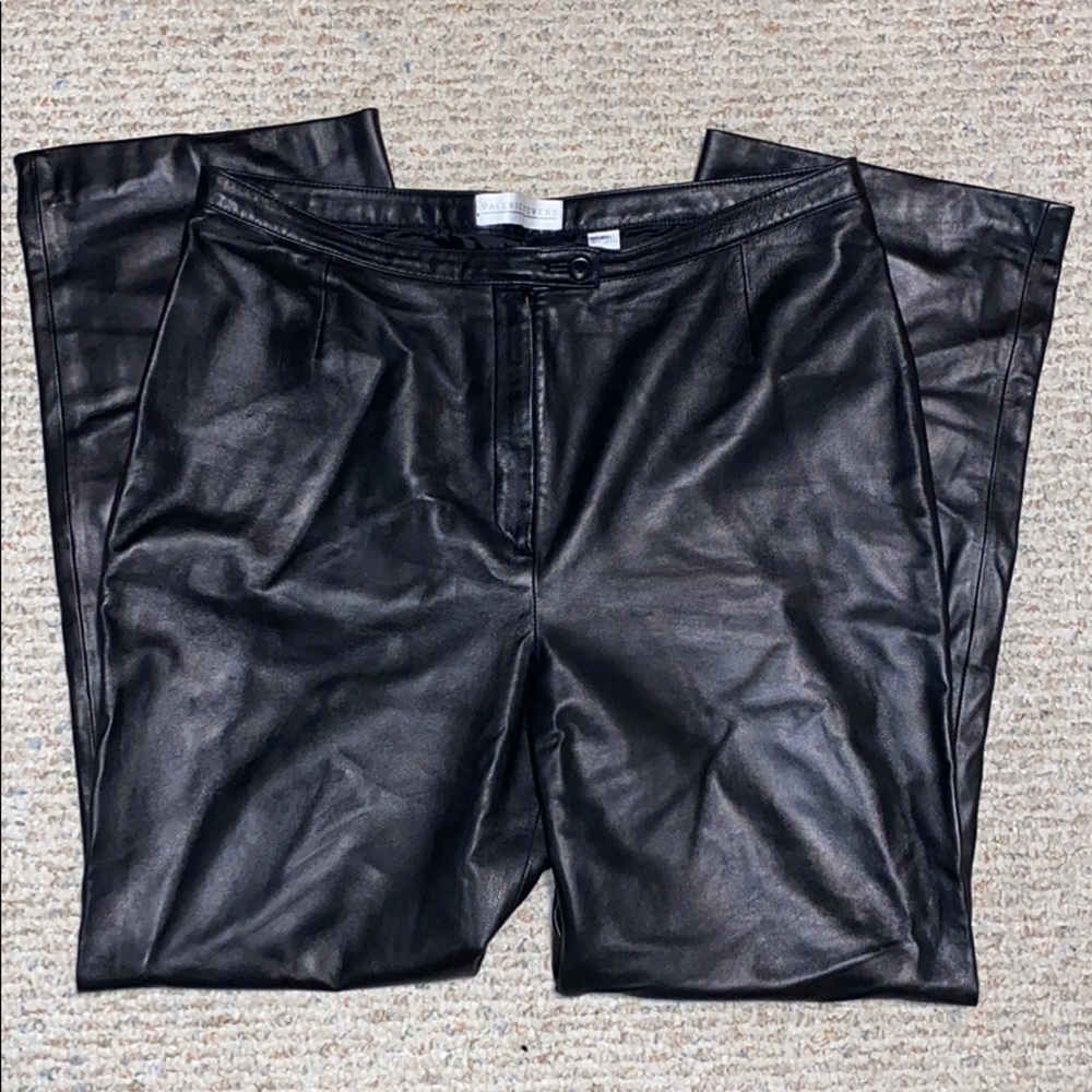 Valerie Steven’s Black Leather Pants - Size 14